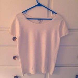 White Cotton/Nylon Blend short sleeve shell